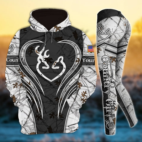 Max Corner Deer Hunting Heart Line Pattern Personalized 3D Style 5 Combo Hoodie & Legging Set