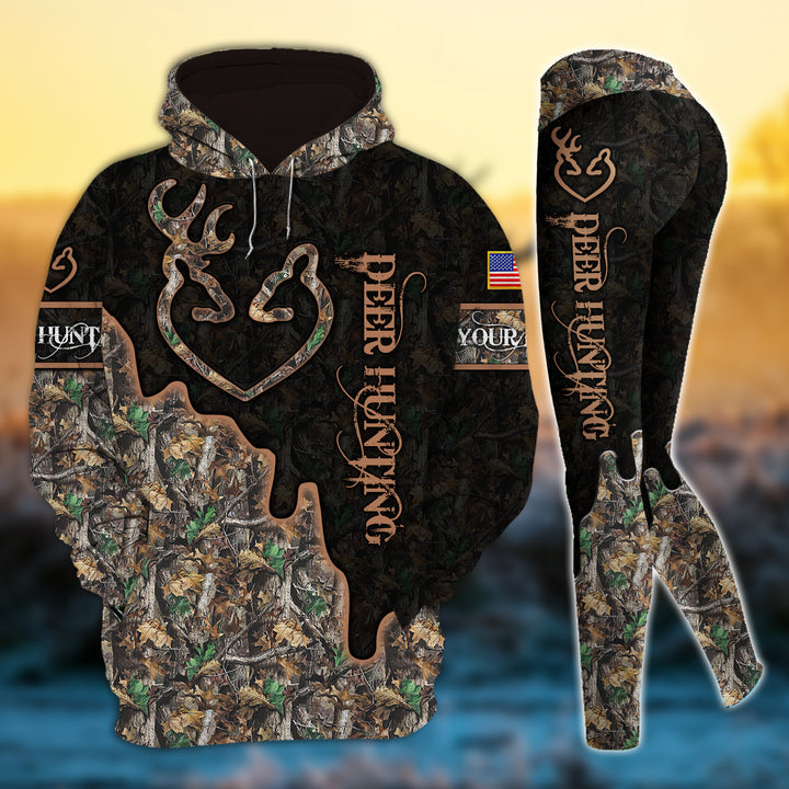 Max Corner Cool Deer Hunting Heart Line Personalized 3D Style 2 Combo Hoodie & Legging Set