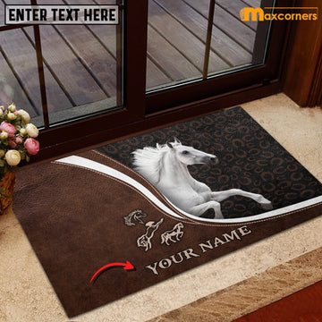 Maxcorners Personalized Love White Horse Doormat