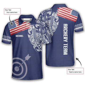Maxcorners US Flag Tribal Pattern Personalized Name Shirt