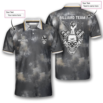 Maxcorners Faded Skull  Billiard Shirts for Unisex Personalized Name Shirt