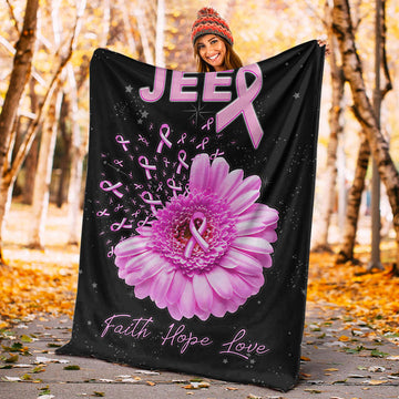 Maxcorners Jeep Breast Cancer - Premium Blanket Flowers With Flag American
