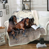 Maxcorners Horses 3D Printed Sherpa Blanket