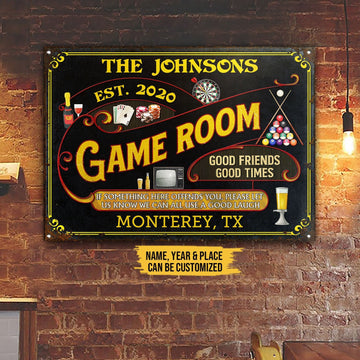 Maxcorners Personalized Game Room Good Friend Good Time All Printed 3D Classic Metal Sign