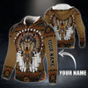 Maxcorners Personalized Wolf Native American Zip Hoodie Custom