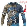 Maxcorners Personalized Name Bass Fishing Sport - Blue Version 3d All Over Printed Shirts