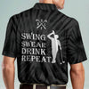 Maxcorners Golf Premium Swing Swear Drink Repeat Personalized Name All Over Printed Shirt