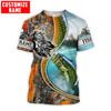 Maxcorners Custom Name Bass Fishing Line Orange Camo Shirt
