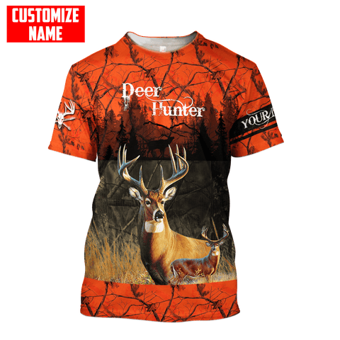 Maxcorners Personalized Name Deer Hunting Orange Green Camo 3D Design All Over Printed