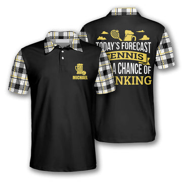 Maxcorners Tennis Today’s Forecast With A Chance Of Drinking Customized Name All Over Printed Shirt