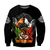 Maxcorners Rooster All Over Printed Red Green Unisex Deluxe Hoodie