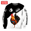 Maxcorners Personalized Name Rooster In White Background Unisex Hoodie
