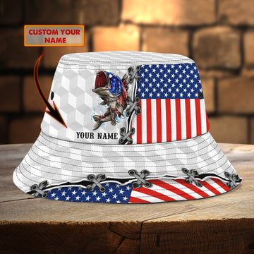 Maxcorners Fishing Flag Personalized Name 3D Over Printed Bucket Hat