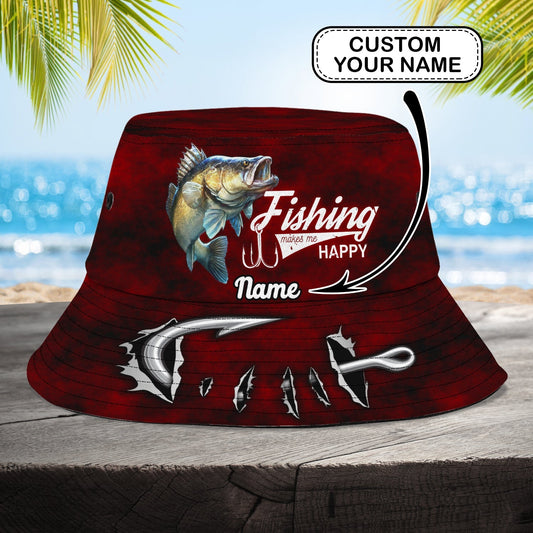 Maxcorners Walleye Fishing Personalized Name 3D Over Printed Bucket Hat
