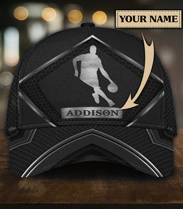 Maxcorners Basketball Player Sliver Black Personalized Name All Over Printed Cap