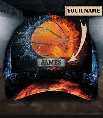 Maxcorners Basketball Fire Personalized Name All Over Printed Cap