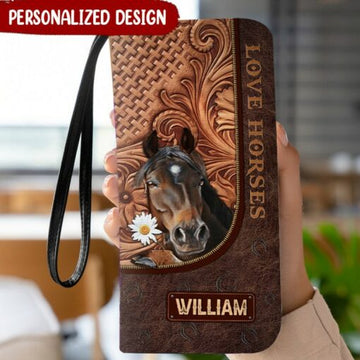 Maxcorners Horse Love Daisy Personalized Clutch