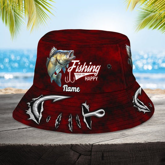 Maxcorners Walleye Fishing Personalized Name 3D Over Printed Bucket Hat
