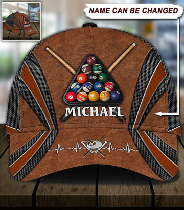 Maxcorners Billiard Classic Personalized Name 3D Over Printed Cap