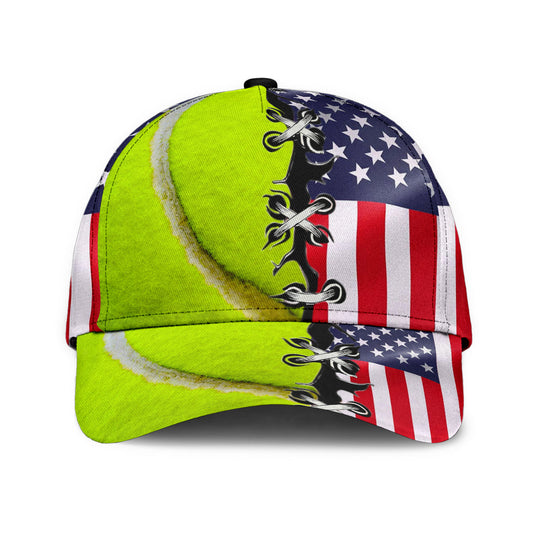 Maxcorners Tennis USA Flag All Over Printed Cap