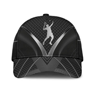 Maxcorners Tennis Player Sliver Black All Over Printed Cap
