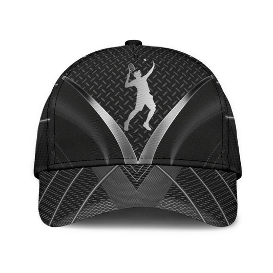 Maxcorners Tennis Player Sliver Black All Over Printed Cap