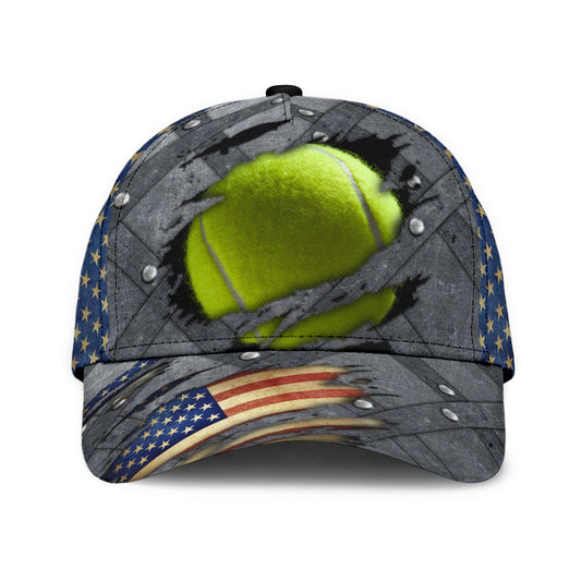 Maxcorners Tennis Grey USA Flag All Over Printed Cap