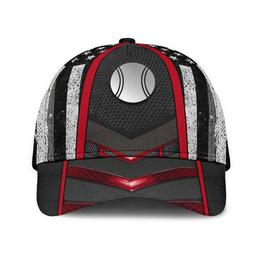 Maxcorners Tennis Red USA Flag All Over Printed Cap