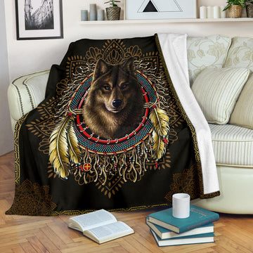 Maxcorners Wolf Warrior Dreamcatcher Native American Blanket