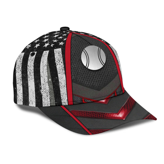 Maxcorners Tennis Red USA Flag All Over Printed Cap