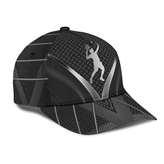 Maxcorners Tennis Player Sliver Black All Over Printed Cap