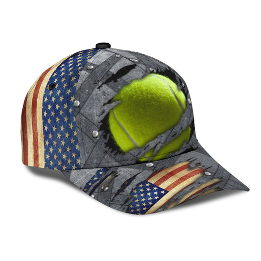 Maxcorners Tennis Grey USA Flag All Over Printed Cap