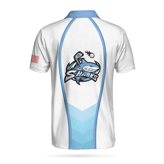 Max Corners American Flag Shark, Jawsome Golfer 3D Custom Polo Shirt