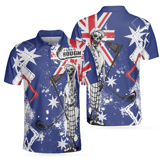Max Corners Argyle Pattern Skeleton Golfing, Golf I Like It Rough Australian Flag 3D Custom Polo Shirt