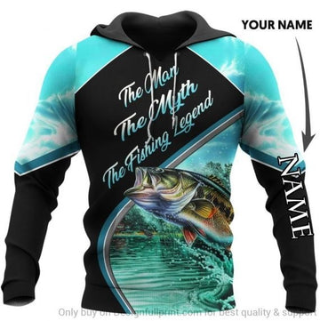 Maxcorners The Man The Myth The Fishing Legend Teal Personalized Name 3D Shirt