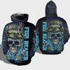Maxcorners Fish Reaper Skull Dark Blue 3D Shirt