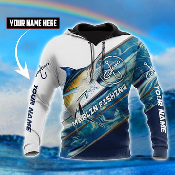 Maxcorners Marlin Fishing Fish On Personalized Name 3D Shirt