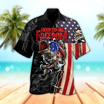 Maxcorners Unisex 3D Hooked On Freedom Ocean Hawaiian Shirt