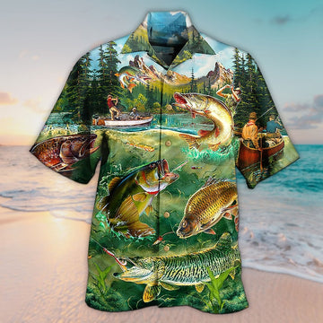 Maxcorners Unisex Bass Fish 3D All Over Printed Hawaiian Shirt