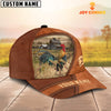 Maxcorners Rooster Customized Name Brown Leather Pattern Cap