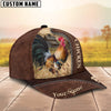 Maxcorners Rooster Rooster Customized Name Leather Pattern Cap