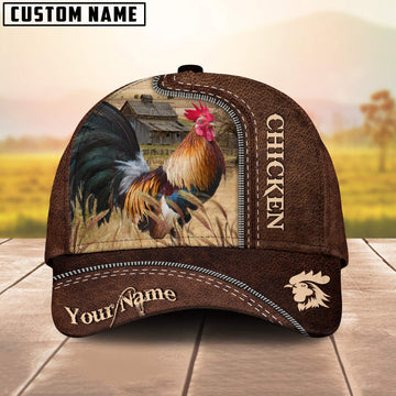 Maxcorners Rooster Rooster Customized Name Leather Pattern Cap