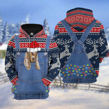 Maxcorners Nubian Goat Cattle Christmas Knitting Hoddie Pattern 3D