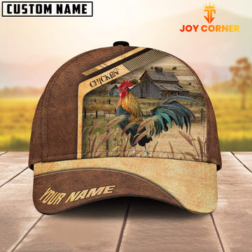 Maxcorners Rooster Customized Name Brown Farm Cap