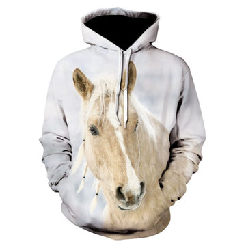 Maxcorners Maxcorners 3D Printing Horse Pattern Men Casual Fashion White