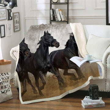 Maxcorners Horses 3D Printed Sherpa Blanket