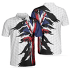 Max Corners Skull United Kingdom Ripped Golf 3D Custom Polo Shirt
