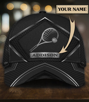 Maxcorners Tennis Sliver Blạck Personalized All Over Printed Cap