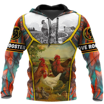 Maxcorners King Rooster 3D Over Printed Galaxy Unisex Deluxe Hoodie