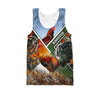 Maxcorners King Rooster 3D Over Printed Orange Unisex Deluxe Hoodie